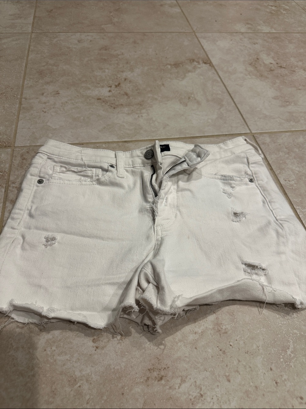 Banana Republic White Distressed Denim Jean Shorts